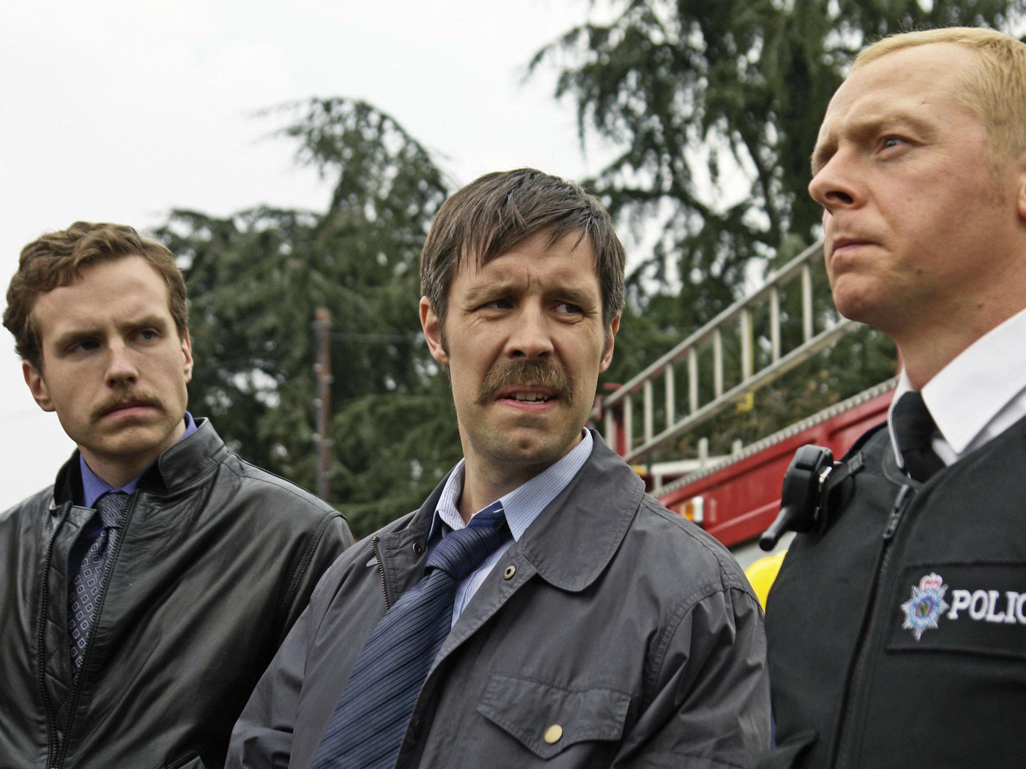 Considine with Rafe Spall (left) and Simon Pegg in ‘Hot Fuzz’