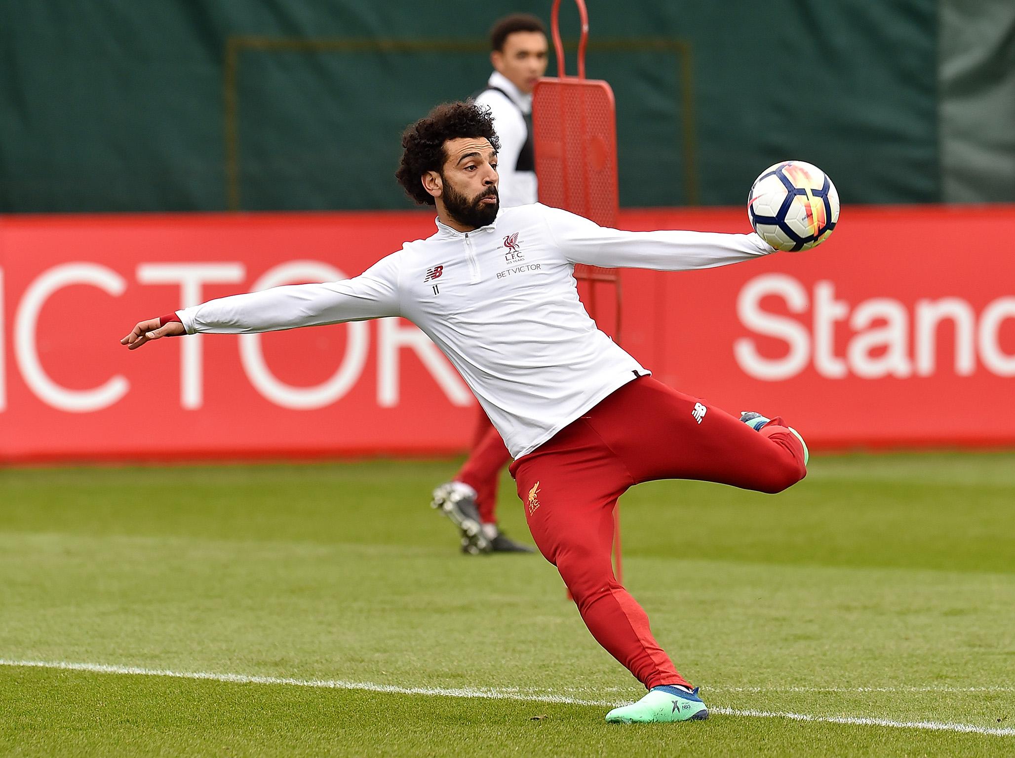 Mohamed Salah in Liverpool training this week