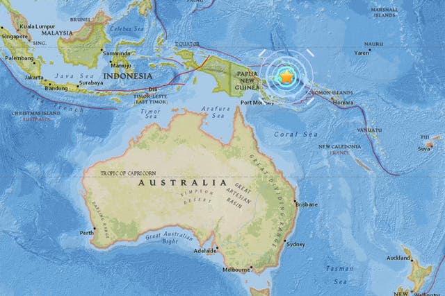 The earthquake took place off the coast of Papa New Guinea