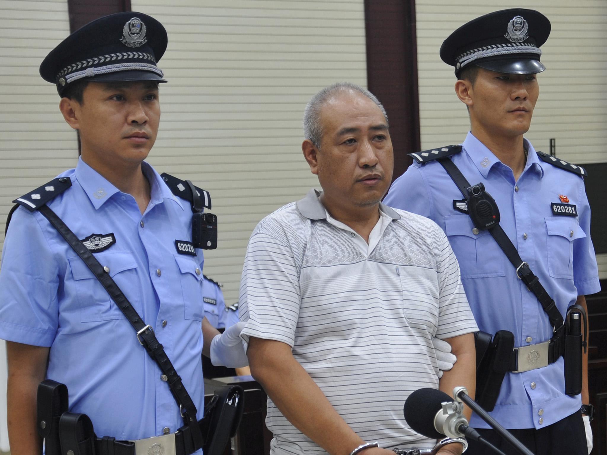Serial killer Gao Chengyong pictured at his trial in Baiyin, Gansu province, China, in July 2017