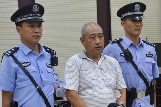 Serial killer Gao Chengyong pictured at his trial in Baiyin, Gansu province, China, in July 2017