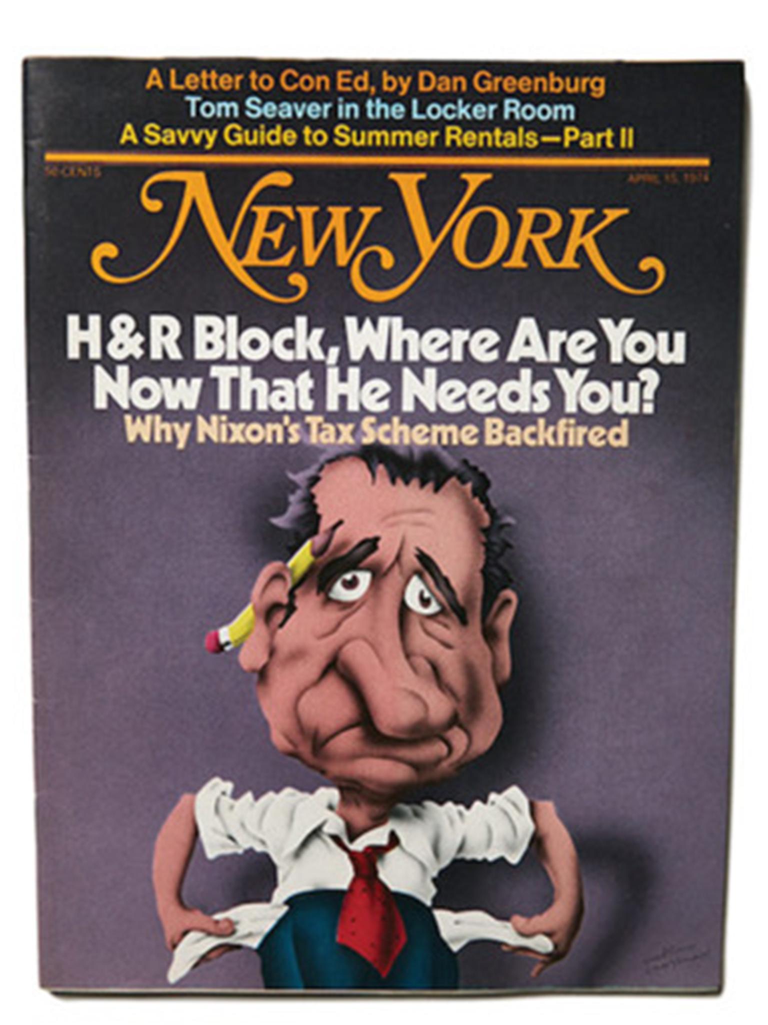 One of Grossman’s many takes on Nixon, on a 1974 cover of ‘New York’ magazine