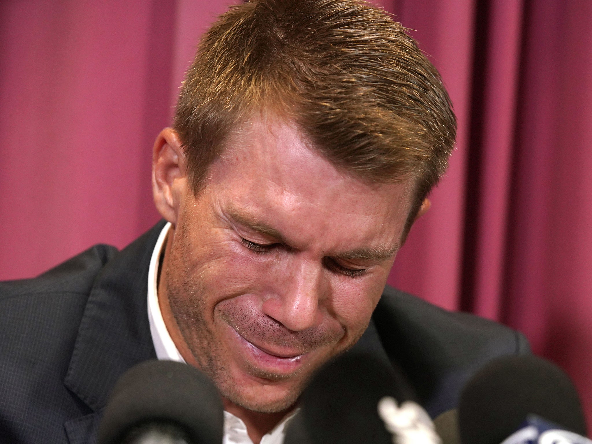 David Warner broke down in tears during a press conference to explain his actions in the ball-tampering scandal