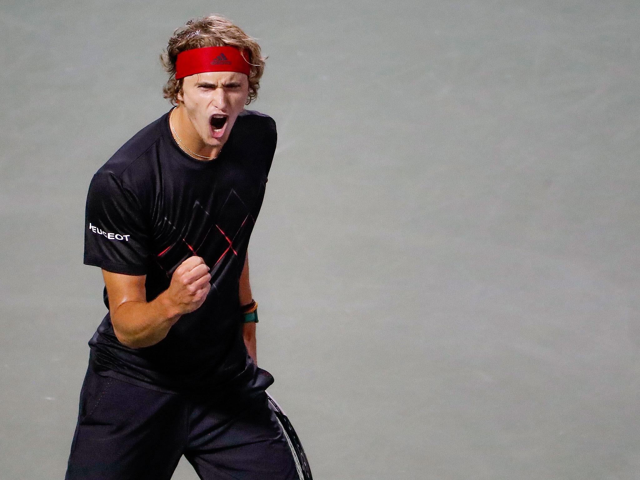 Alexander Zverev celebrates securing his place in the final