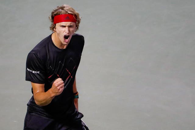 Alexander Zverev celebrates securing his place in the final