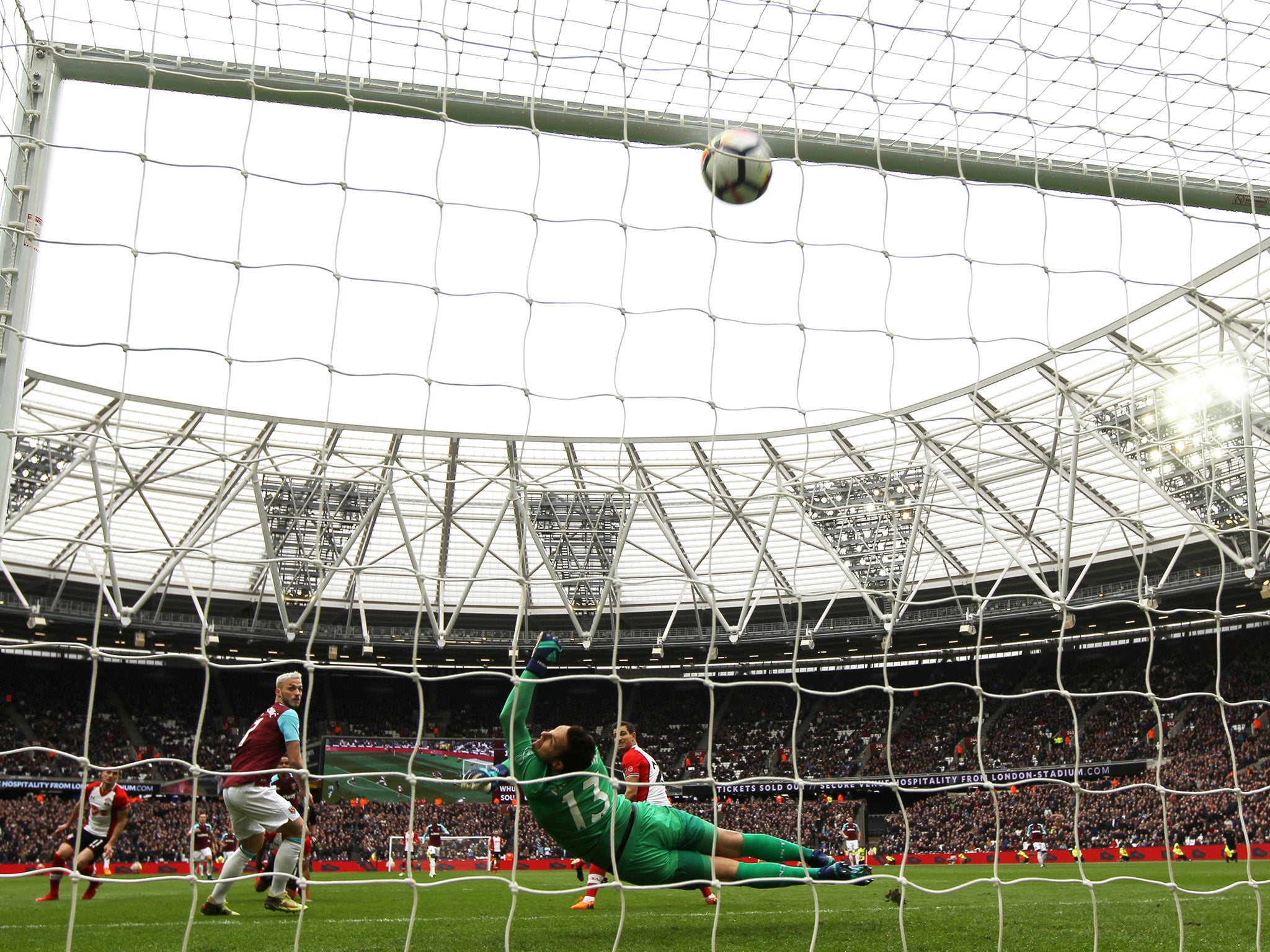 Joao Mario's effort screams into the back of the net to give West Ham the lead