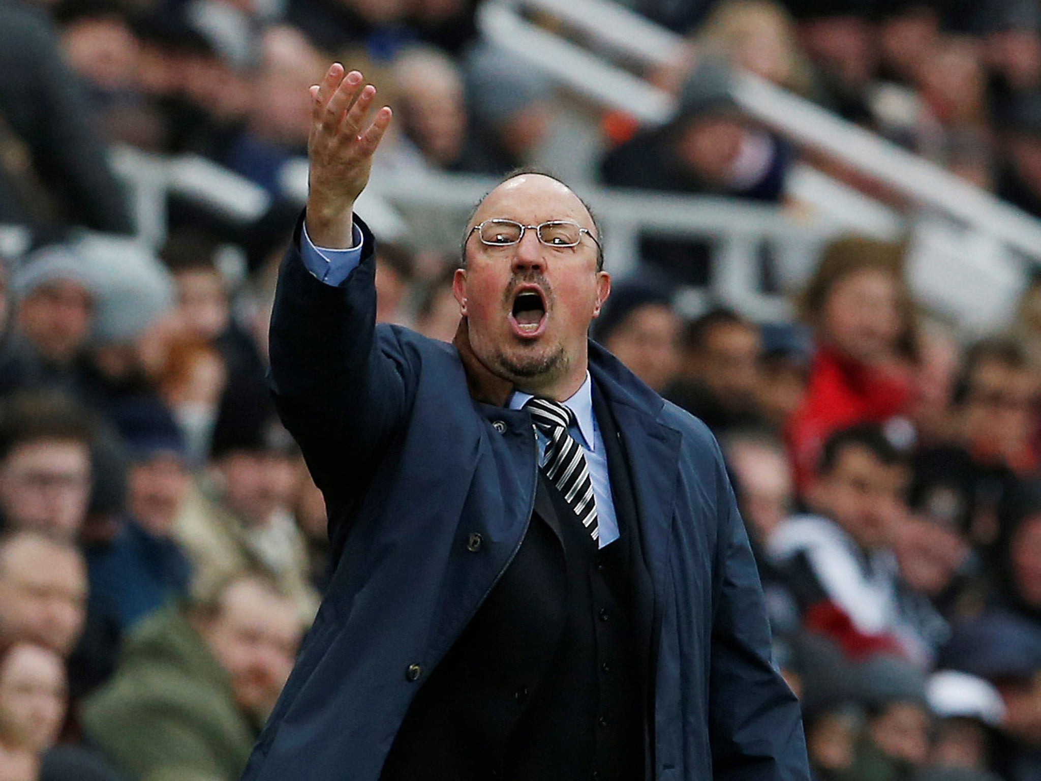 Rafa Benitez barks out his orders to the Newcastle players