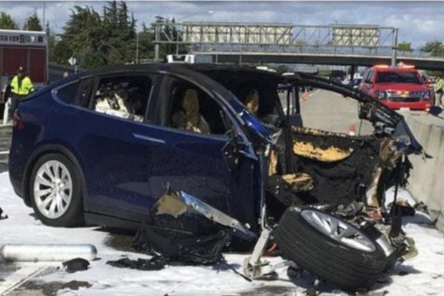 The Tesla Model X hit a barrier at the centre of the highway during the fatal crash 