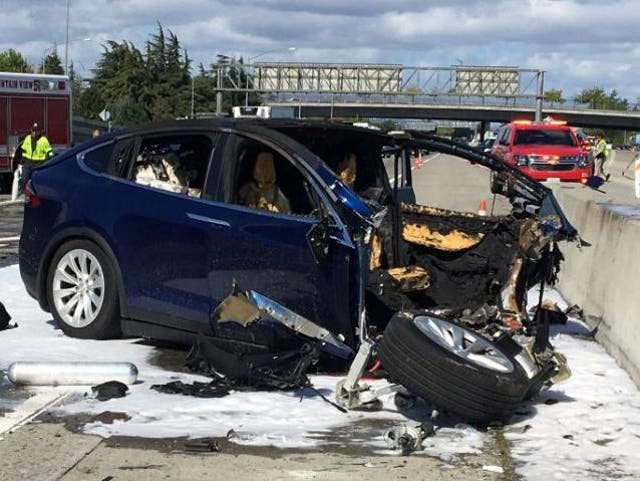 The Tesla Model X hit a barrier at the centre of the highway during the fatal crash