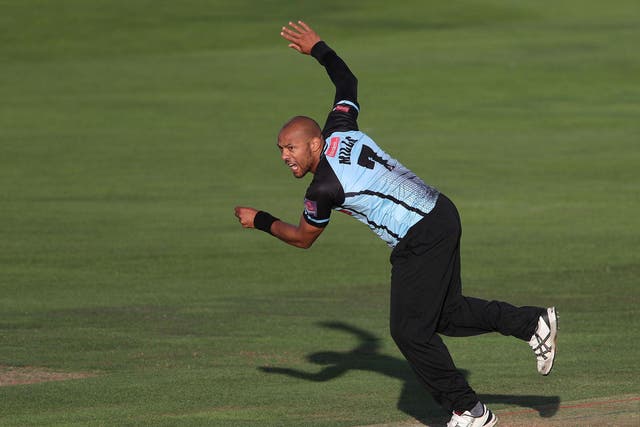 Tymal Mills bowling for Sussex Sharks last summer