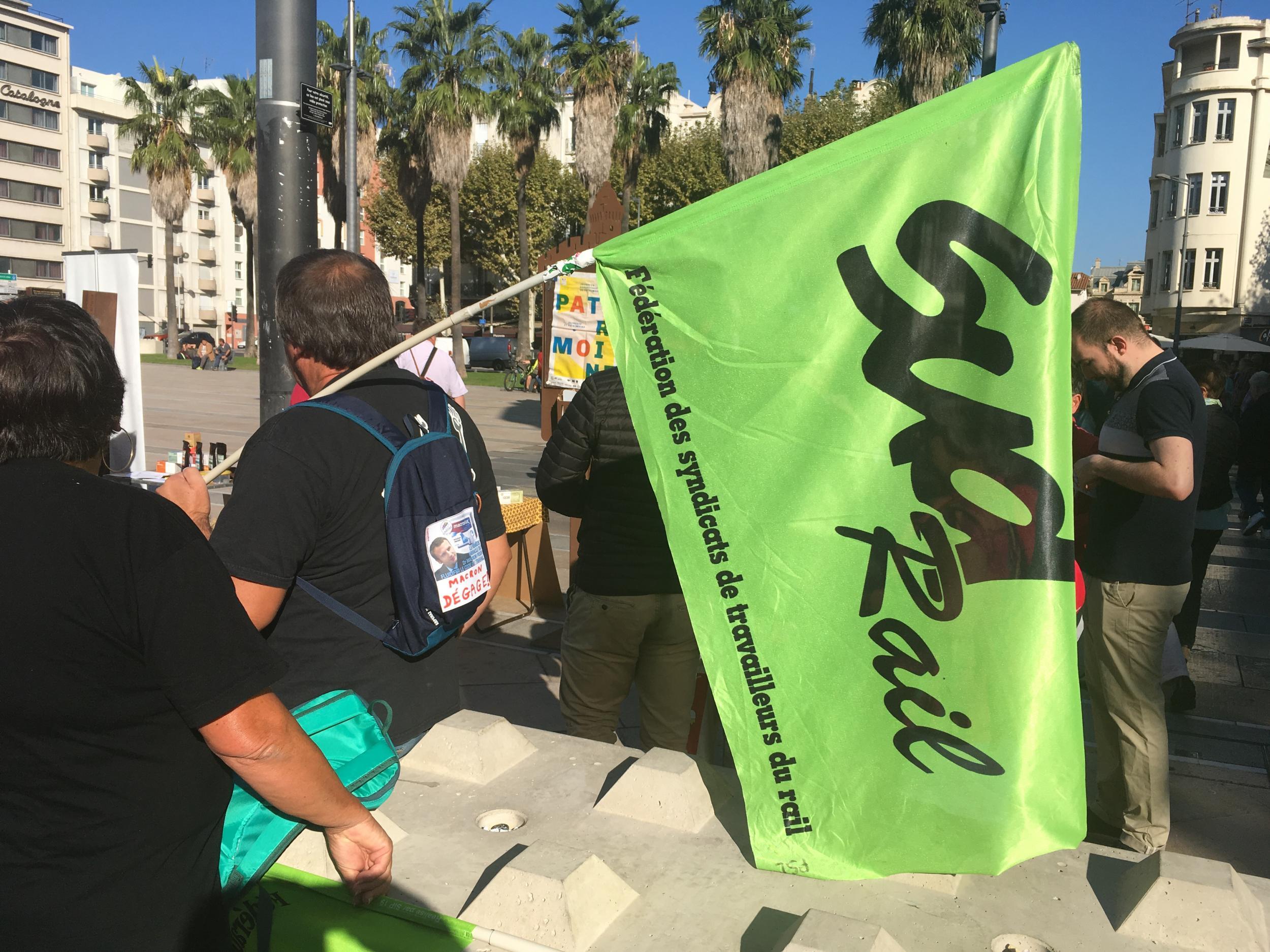 Go slow: rail workers on strike in the southern French city of Perpignan in September 2017
