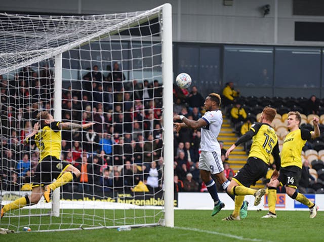 Britt Assombalonga scores Middlesbrough’s equaliser at Burton