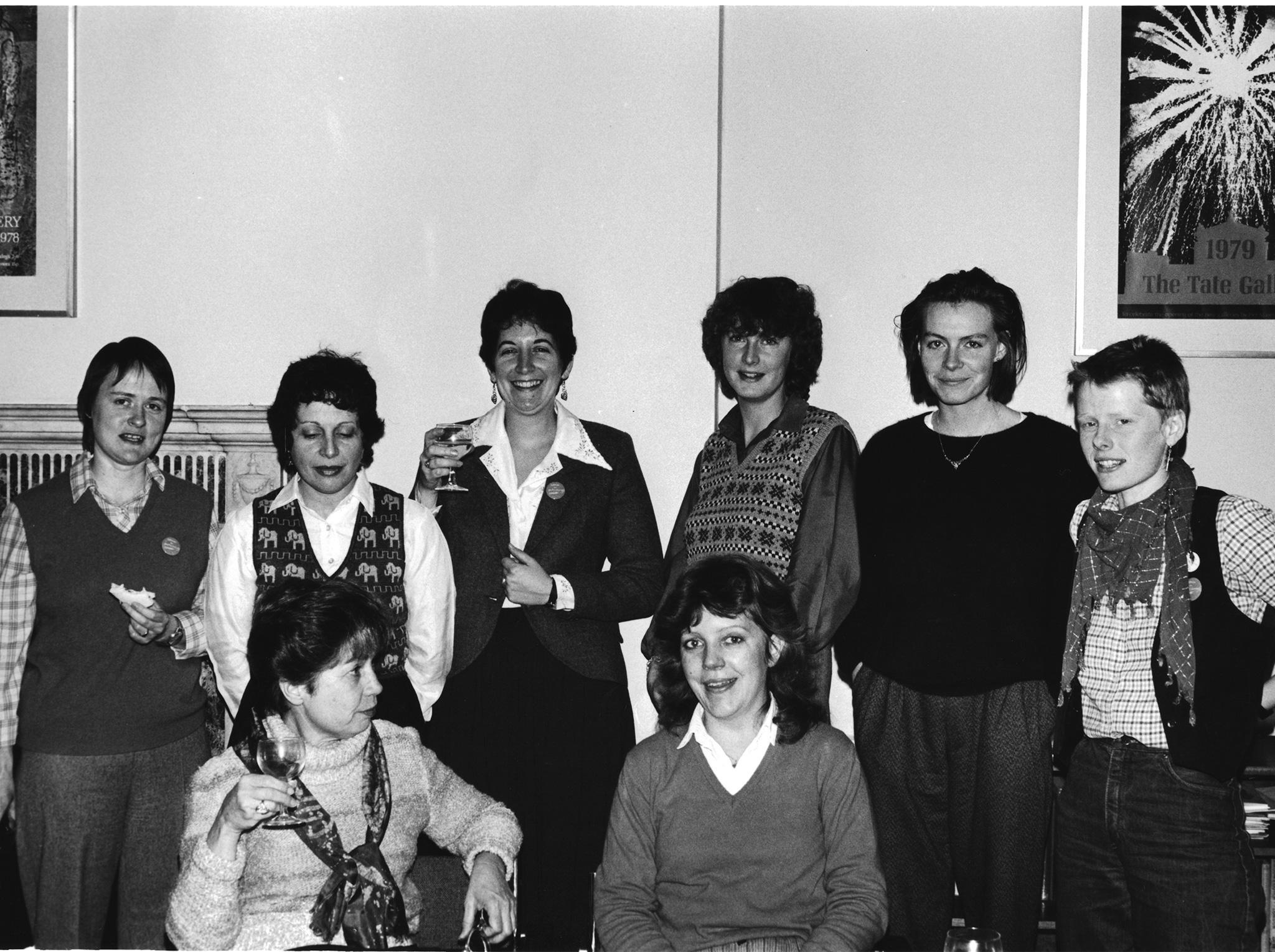 The WiP Committee, 1981: Sue Butterworth, Shelley Power, Nina Shandloff, Diane Spivey, Fenella Greenfield, Jane Anger, Carol Easton and unidentified