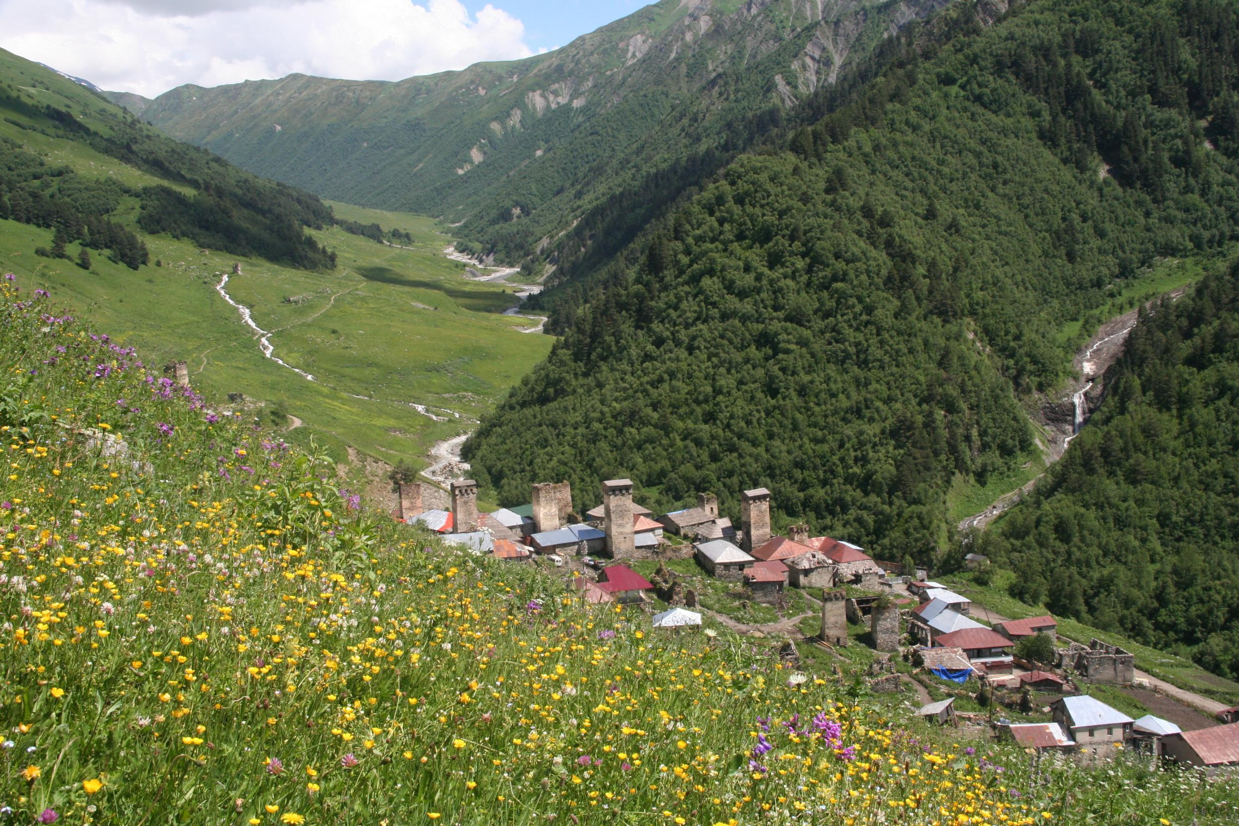 The route goes past remote villages including Adishi