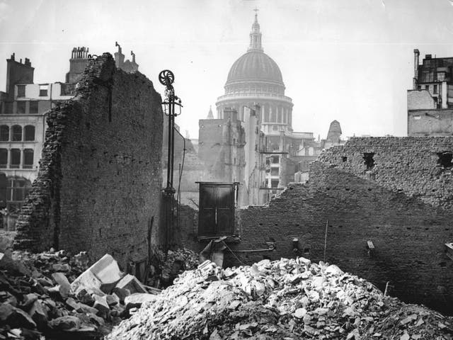 Bomb damage to St Paul's Cathedral as a result of Second World War air raids