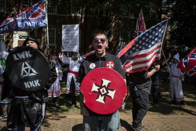The Ku Klux Klan protests on July 8, 2017 in Charlottesville, Virginia