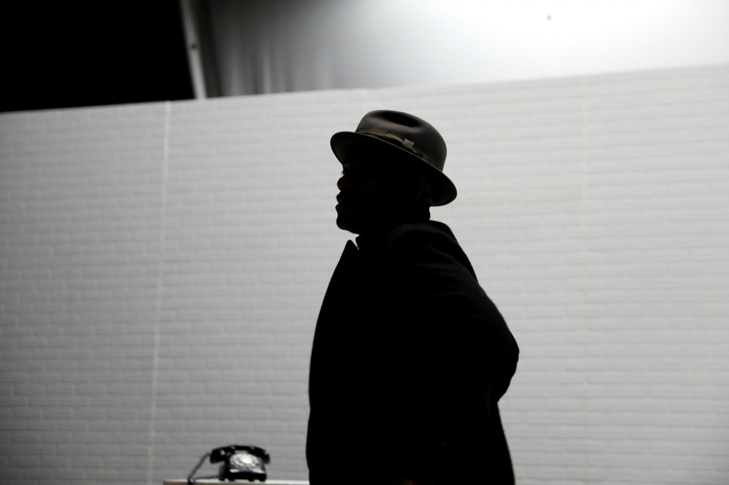 Actor Larry Bates recreates King in a scene from the play ‘The Mountaintop’, part of events marking the 50th anniversary of the civil rights leader’s murder