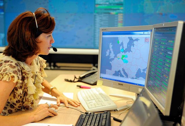 Crowded skies: Controller in Eurocontrol's Network Manager Operations Centre in Brussels