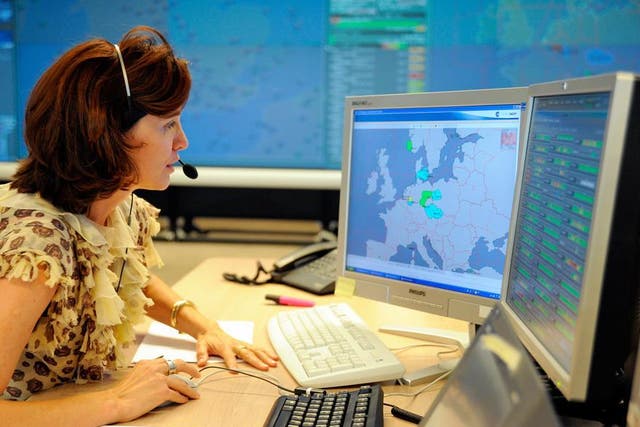 Crowded skies: Controller in Eurocontrol's Network Manager Operations Centre in Brussels