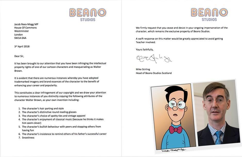 Beano Sends Cease And Desist Letter To Jacob Rees Mogg Asking Him To Stop Masquerading As One Of Their Characters Indy100