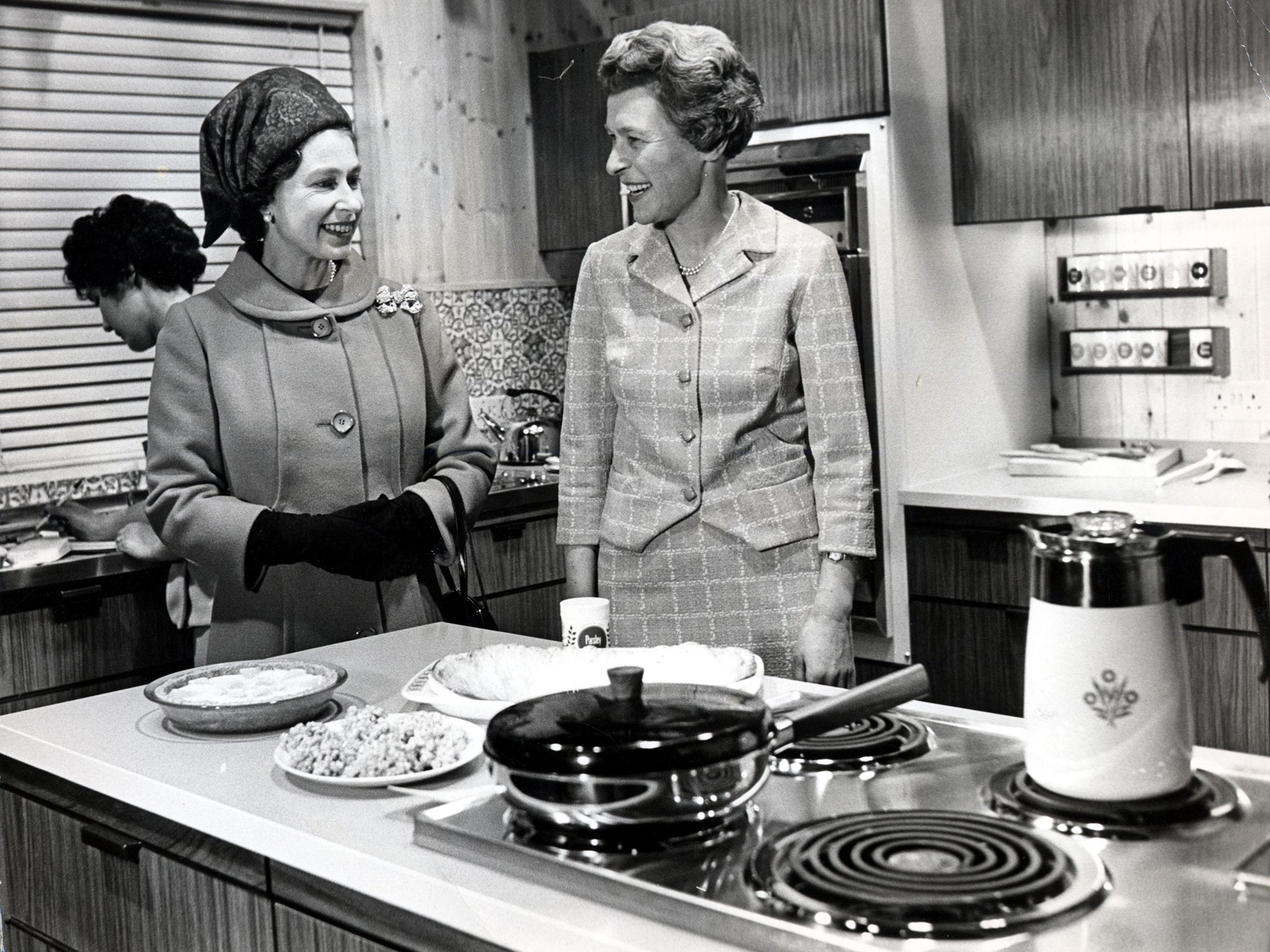 The Queen visited Zena Skinner’s stand at the Ideal Home Exhibition in 1968