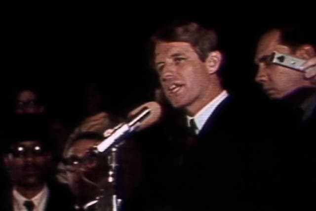 Bobby Kennedy speaks in Indianapolis on 4 April 1968