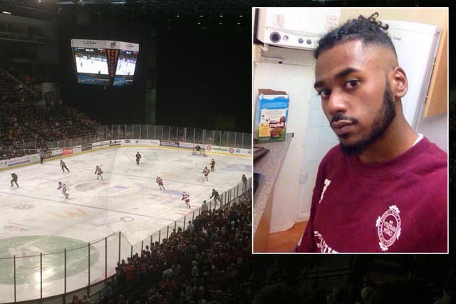 Tyrell Pearce was sitting with friends watching the ice hockey game when the banana was thrown