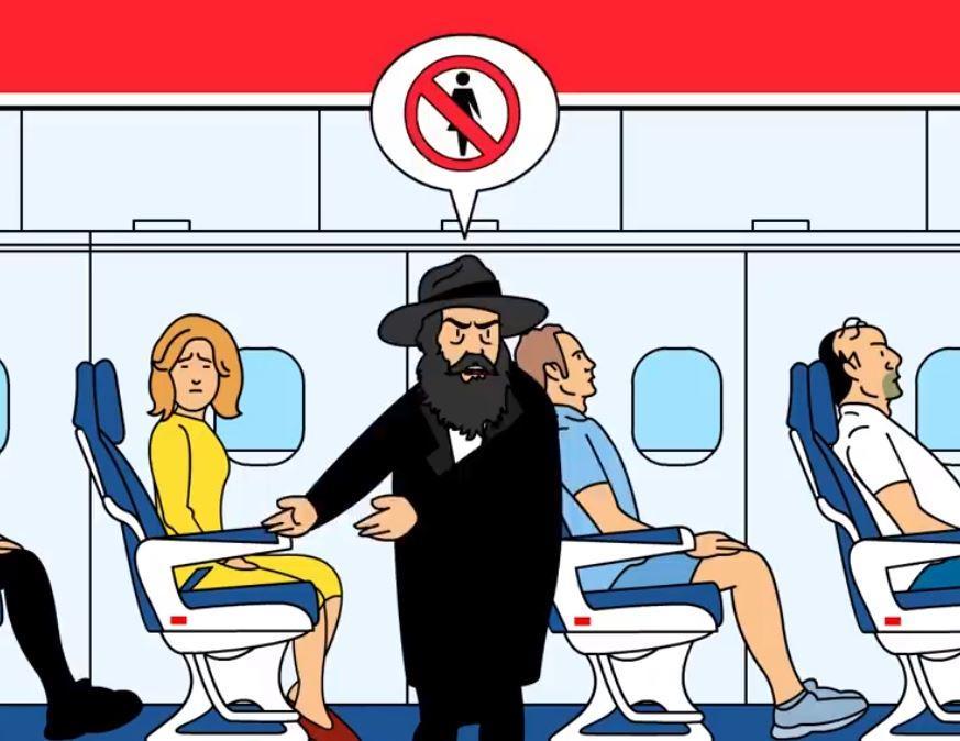 &#13;
A still from a video released by the Israel Religious Action Centre urging women to refuse to give up their seats (Israel Religious Action Centre)&#13;