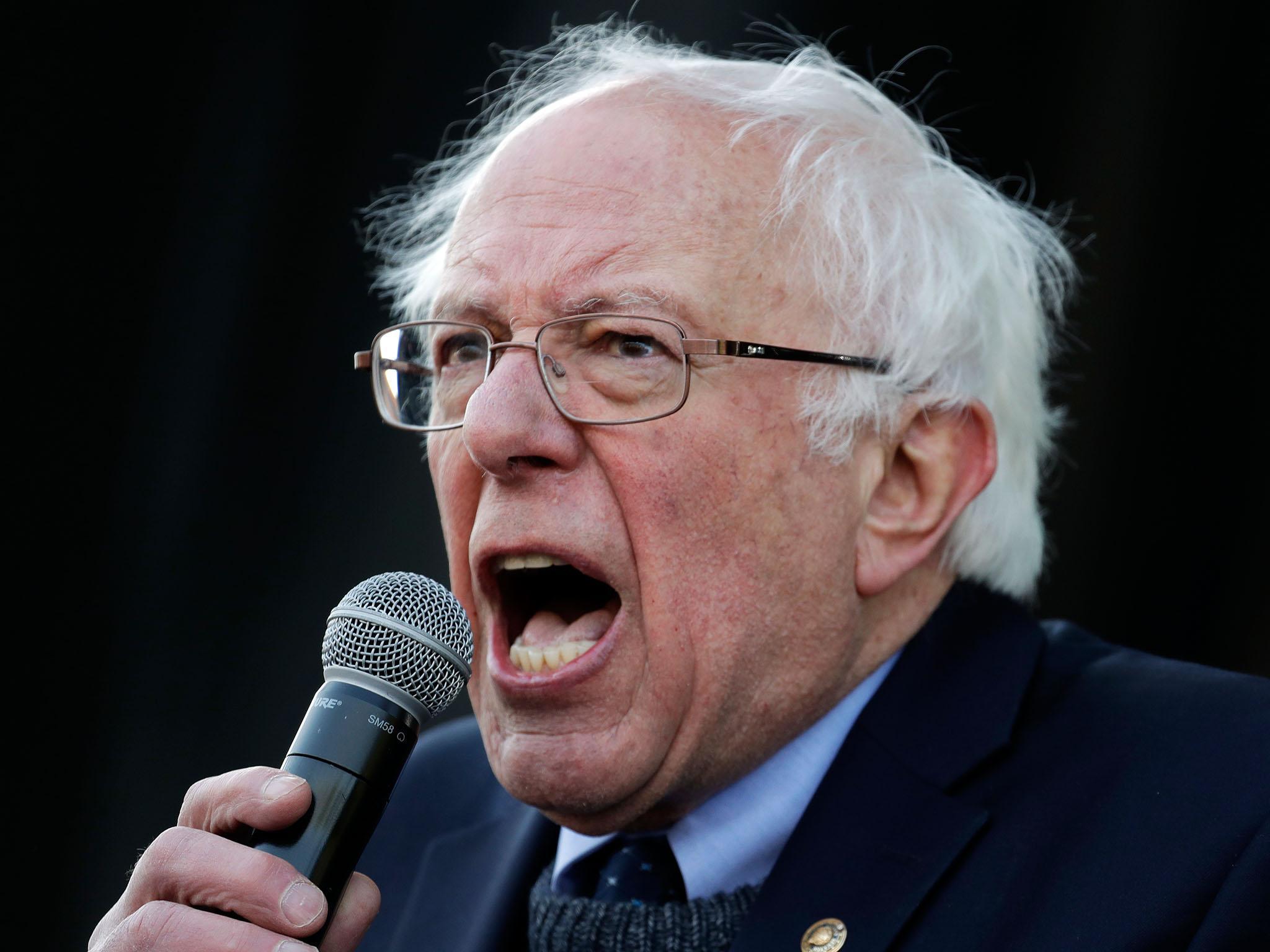 Bernie Sanders speaks at a rally in Memphis, Tennessee, commemorating the 50th anniversary of the assassination of the Rev. Martin Luther King Jr.