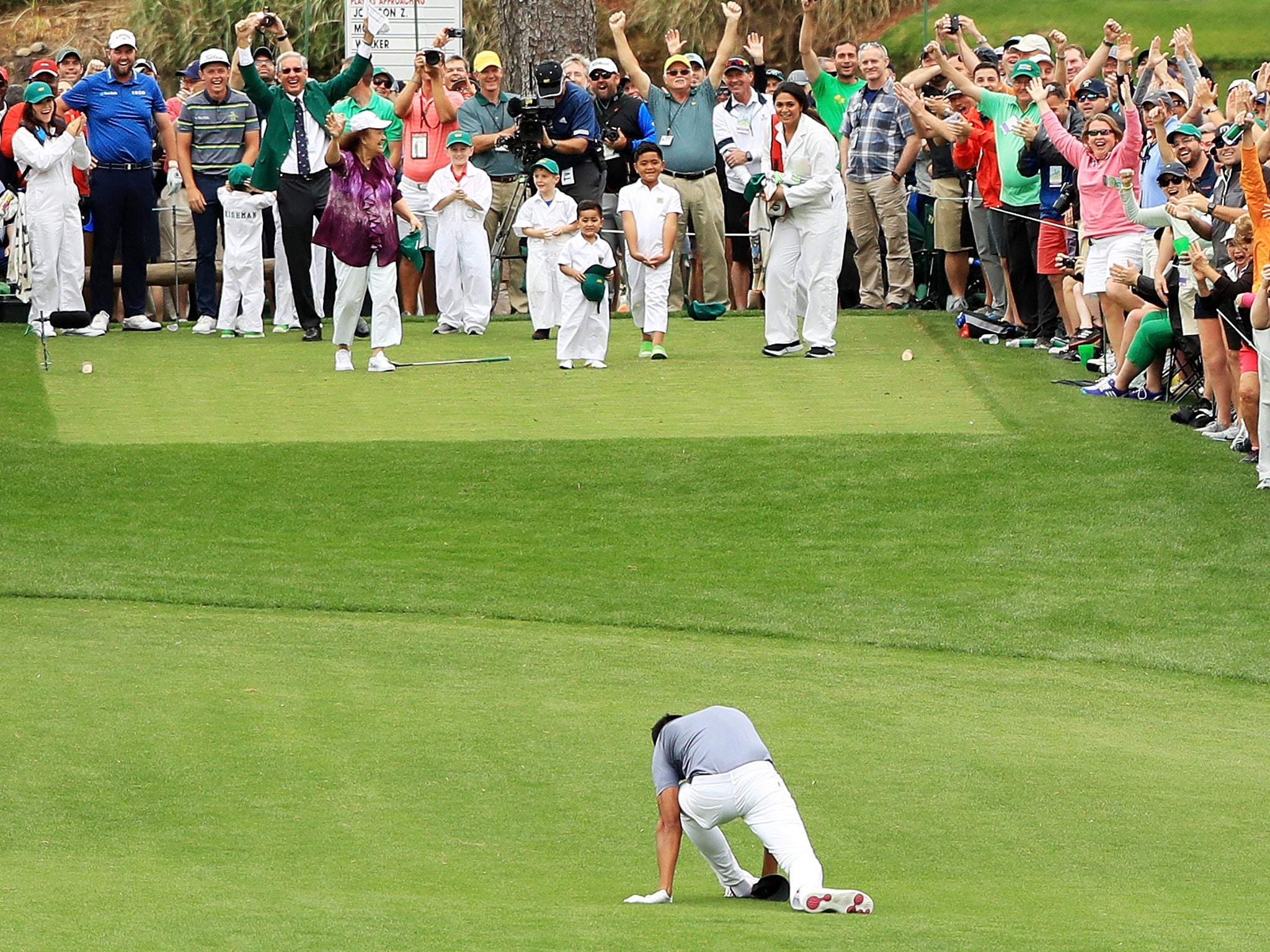 Tony Finau dislocated his left ankle while celebrating a hole-in-one