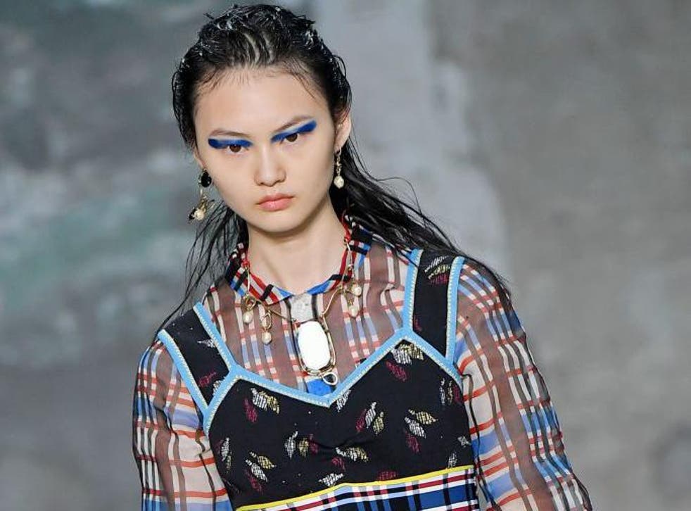 Marni debuted graphic blocks of colour for their spring/summer beauty look
