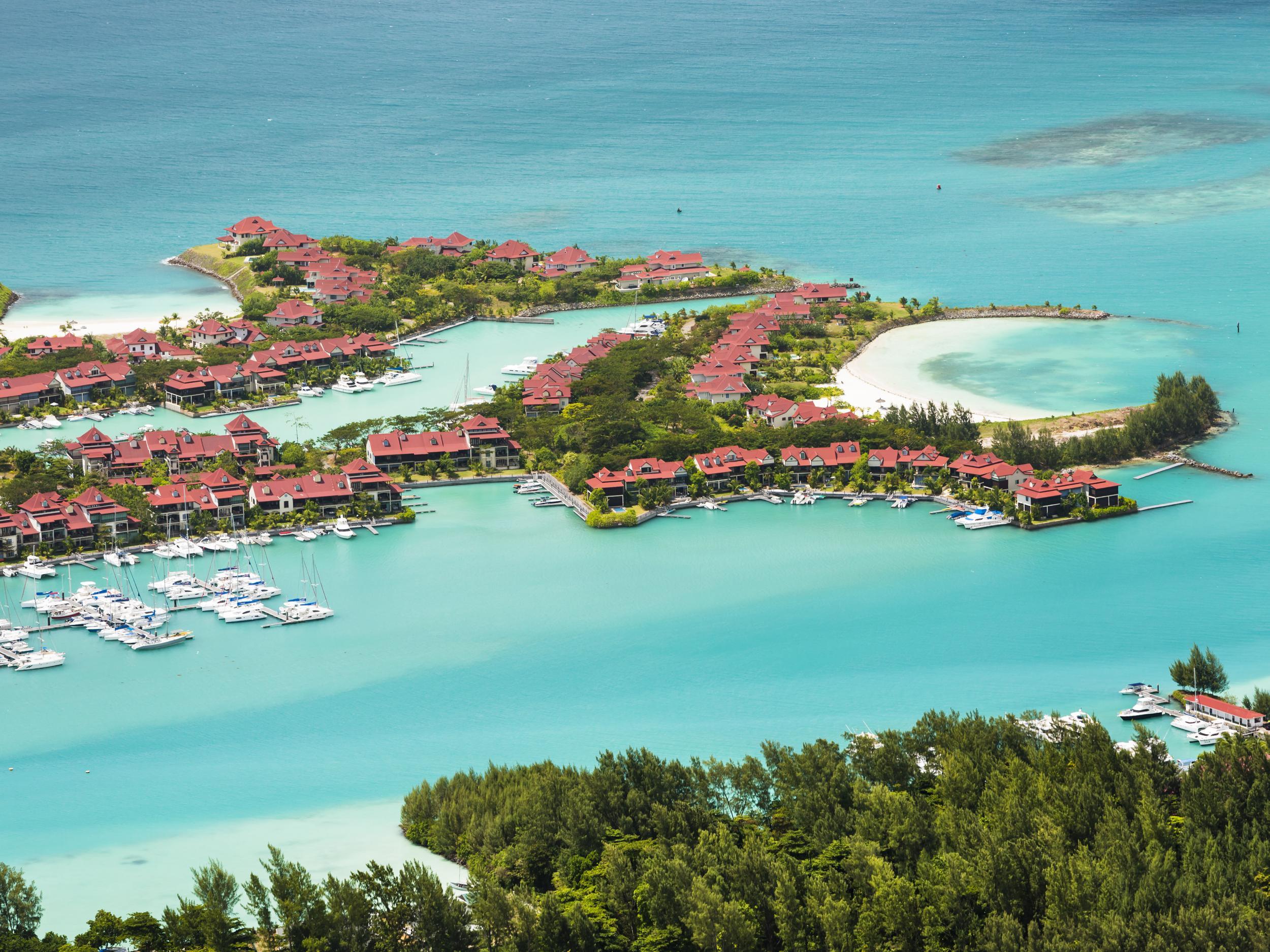 The artificial Eden Island in Mahe, Seychelles