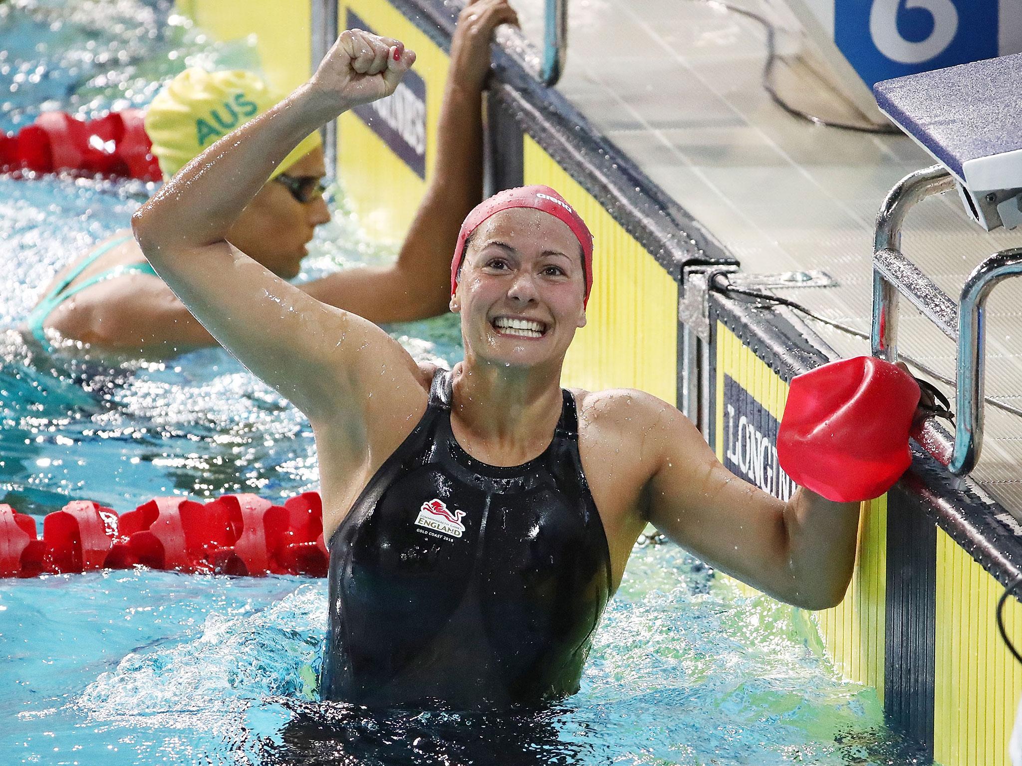 Aimee Willmott celebrates winning the Women's 400m Individual Medley Final