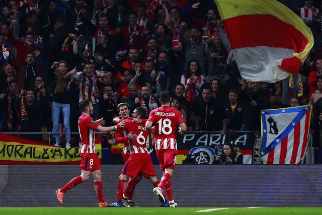 Atletico Madrid celebrate Antoine Griezmann’s goal