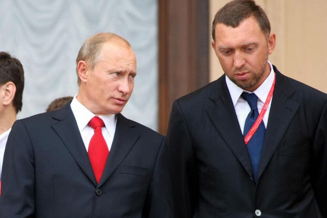 Those affected by the sanctions include oligarch Oleg Deripaska (right) and many businessmen with direct links to Vladimir Putin