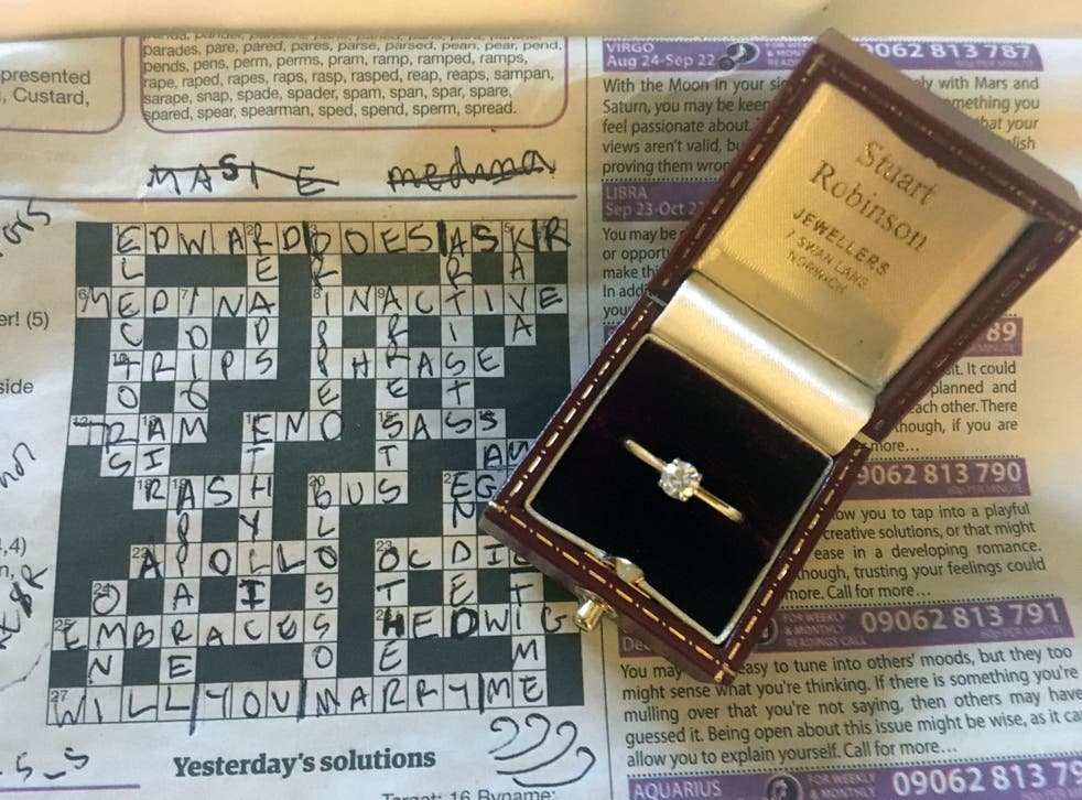 Man Proposes To Girlfriend With Cryptic Personalised Crossword The Independent The Independent
