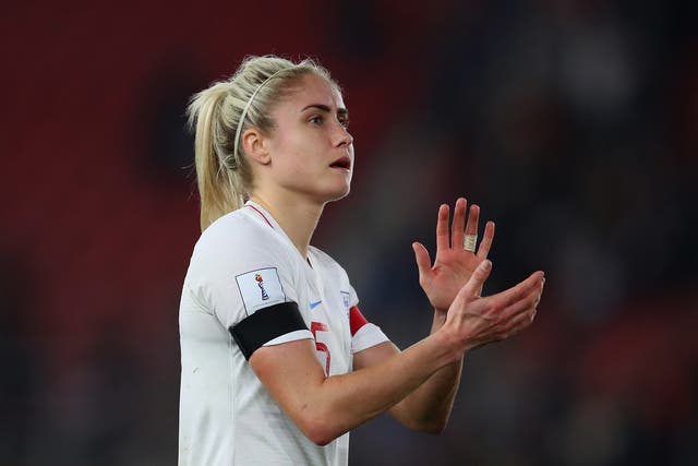 Steph Houghton of England applauds the crowd