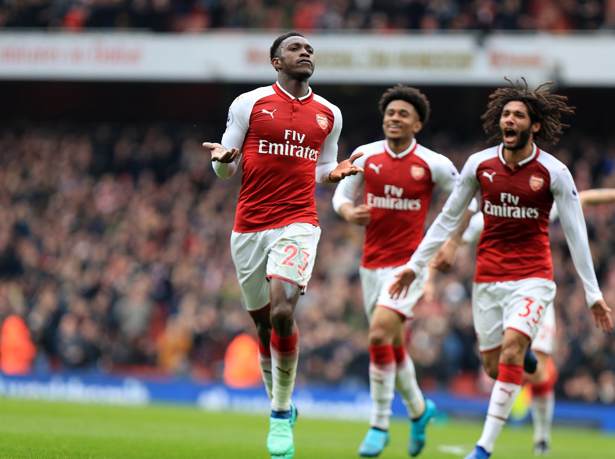 Danny Welbeck scored two as Arsenal came from behind to win
