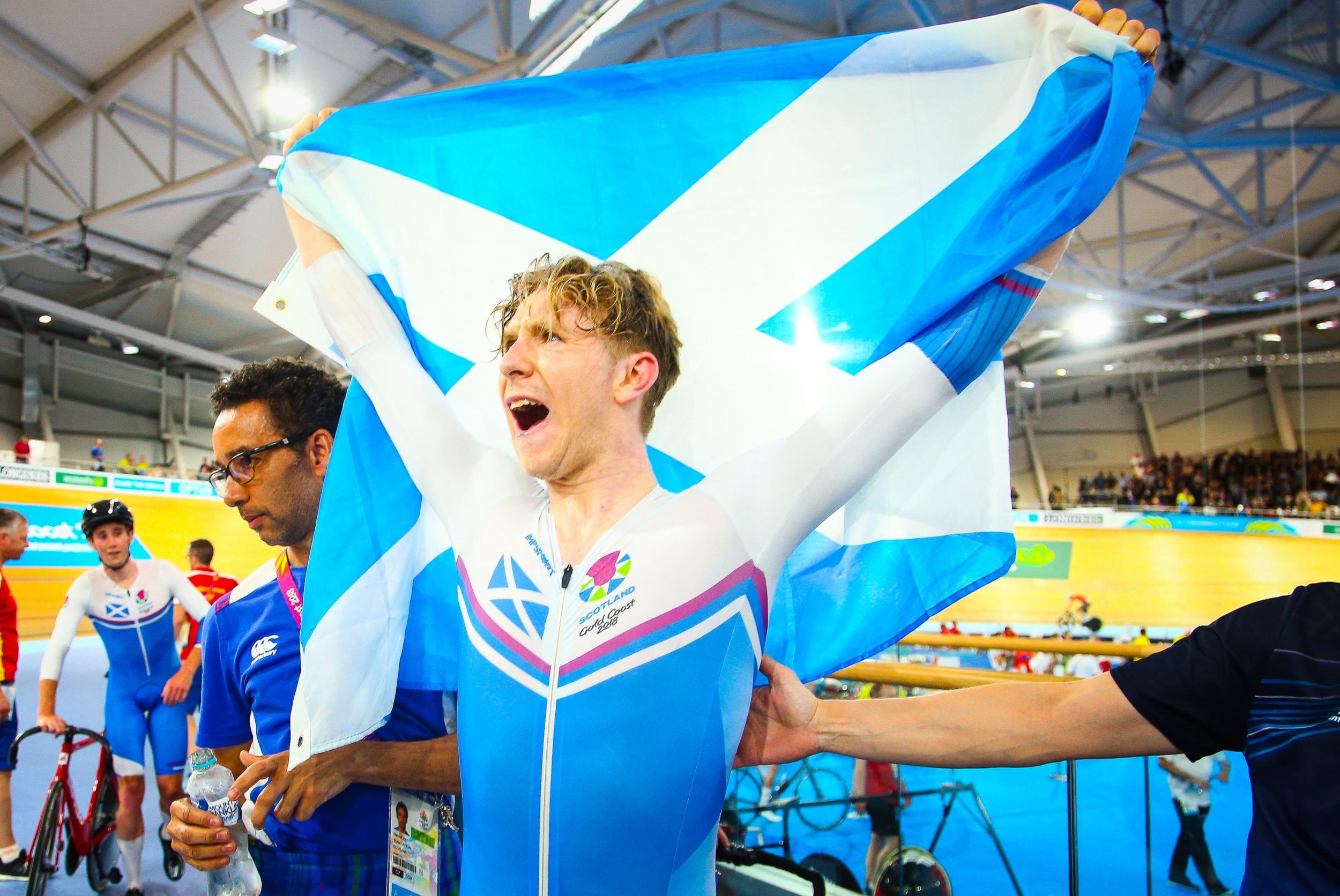 Mark Stewart celebrates winning Commonwealth gold