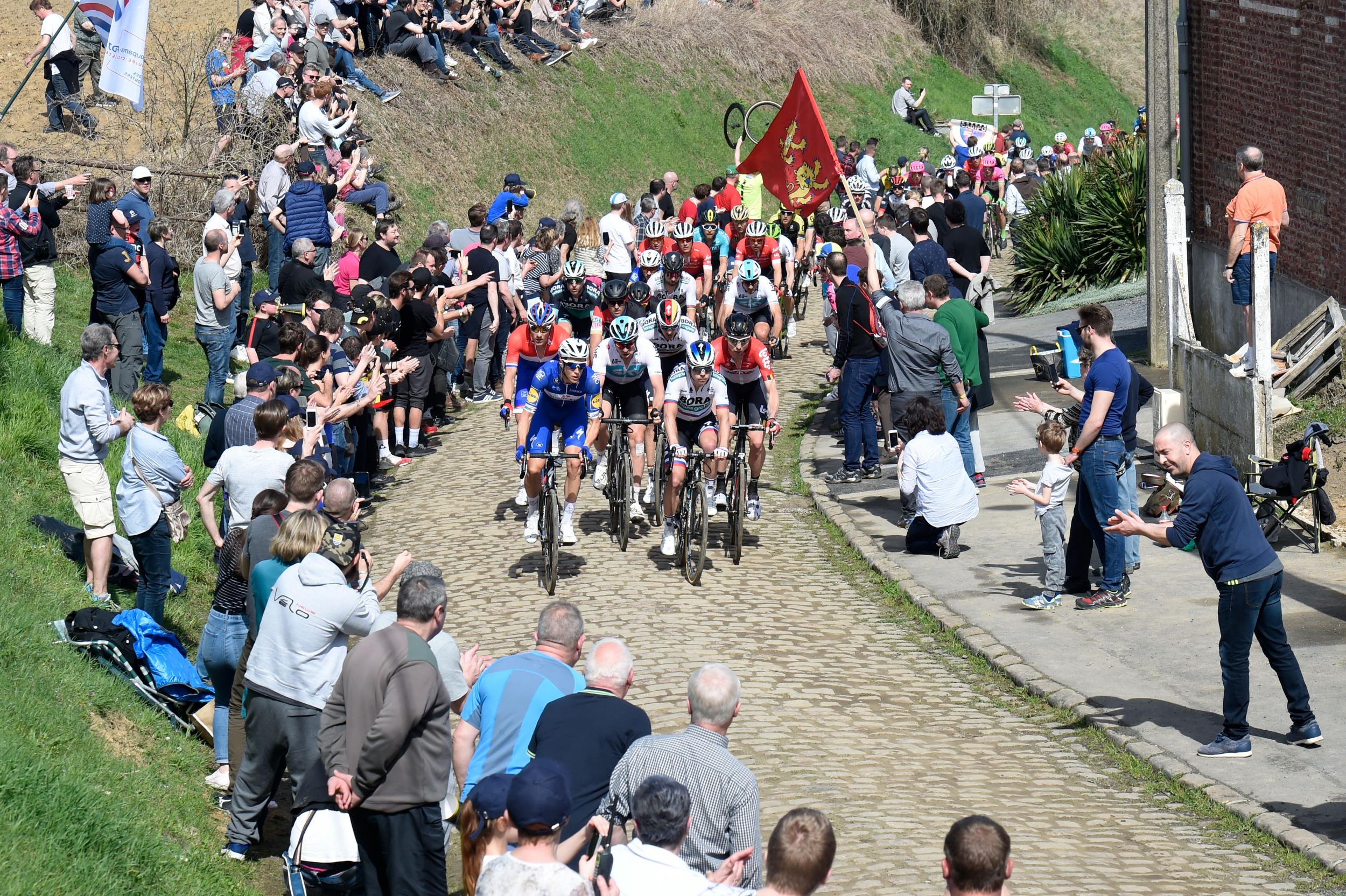 Fans lined the cobbled route of Paris-Roubaix