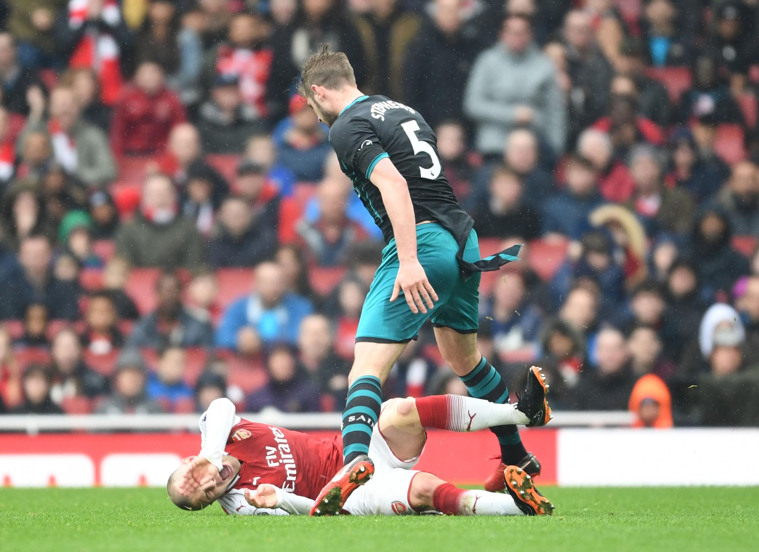 Jack Stephens was sent off in the incident with Jack Wilshere