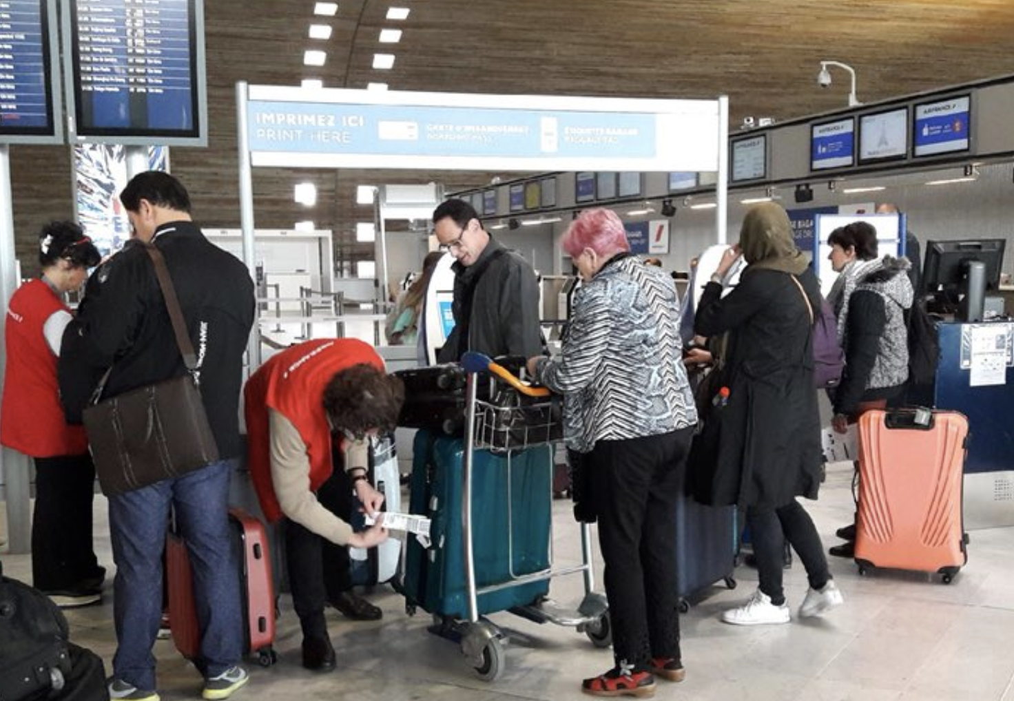 Limited options: Passengers caught up in the Air France strike on 7 April