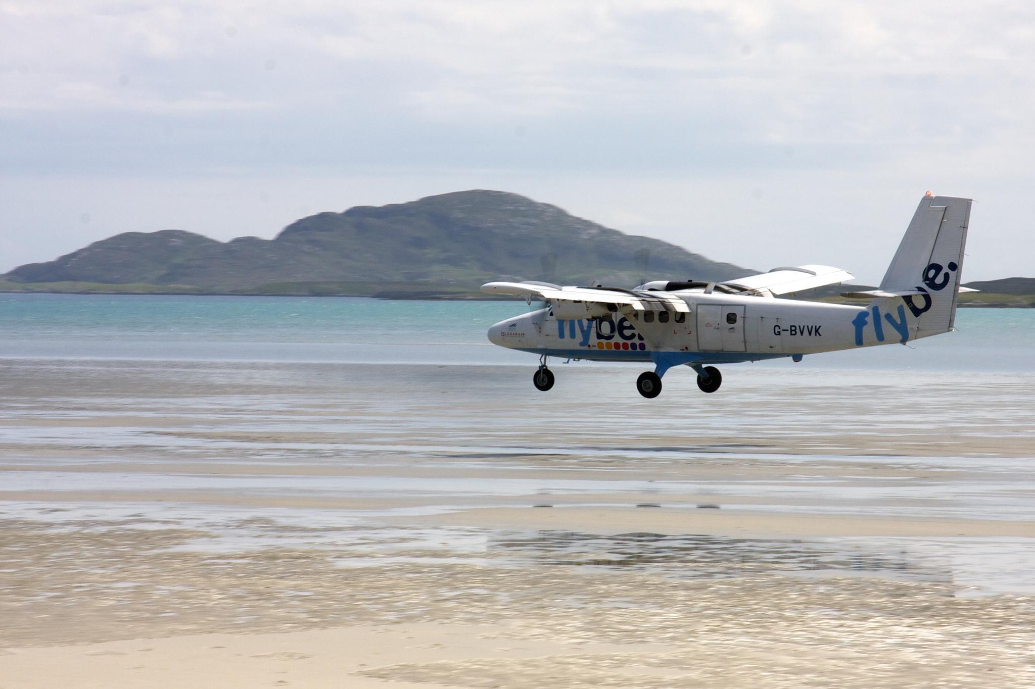 At Barra airport planes land on the beach