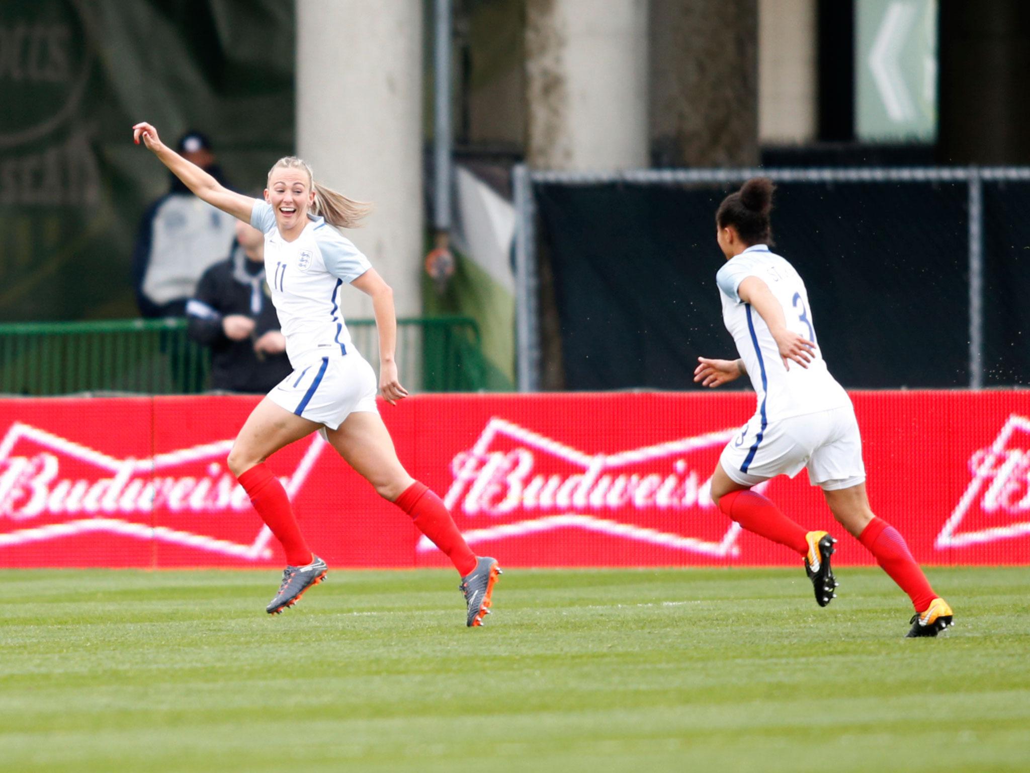 Toni Duggan prodded home Melissa Lawley’s cross