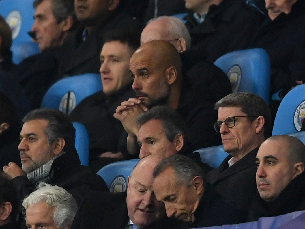 Pep Guardiola was sent to the stands at half time