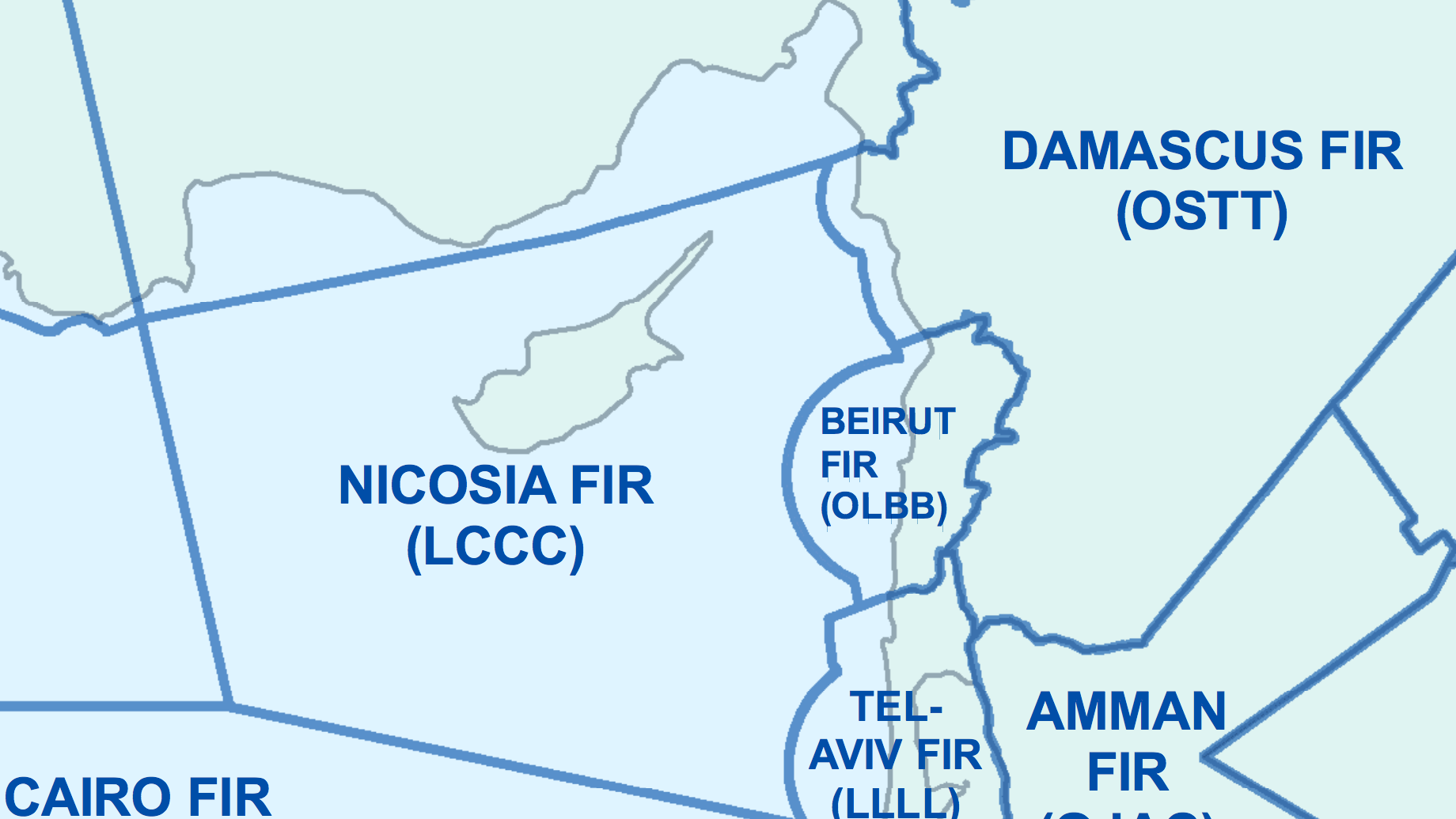 Sky map: the Nicosia Flight Information Region and neighbouring airspace