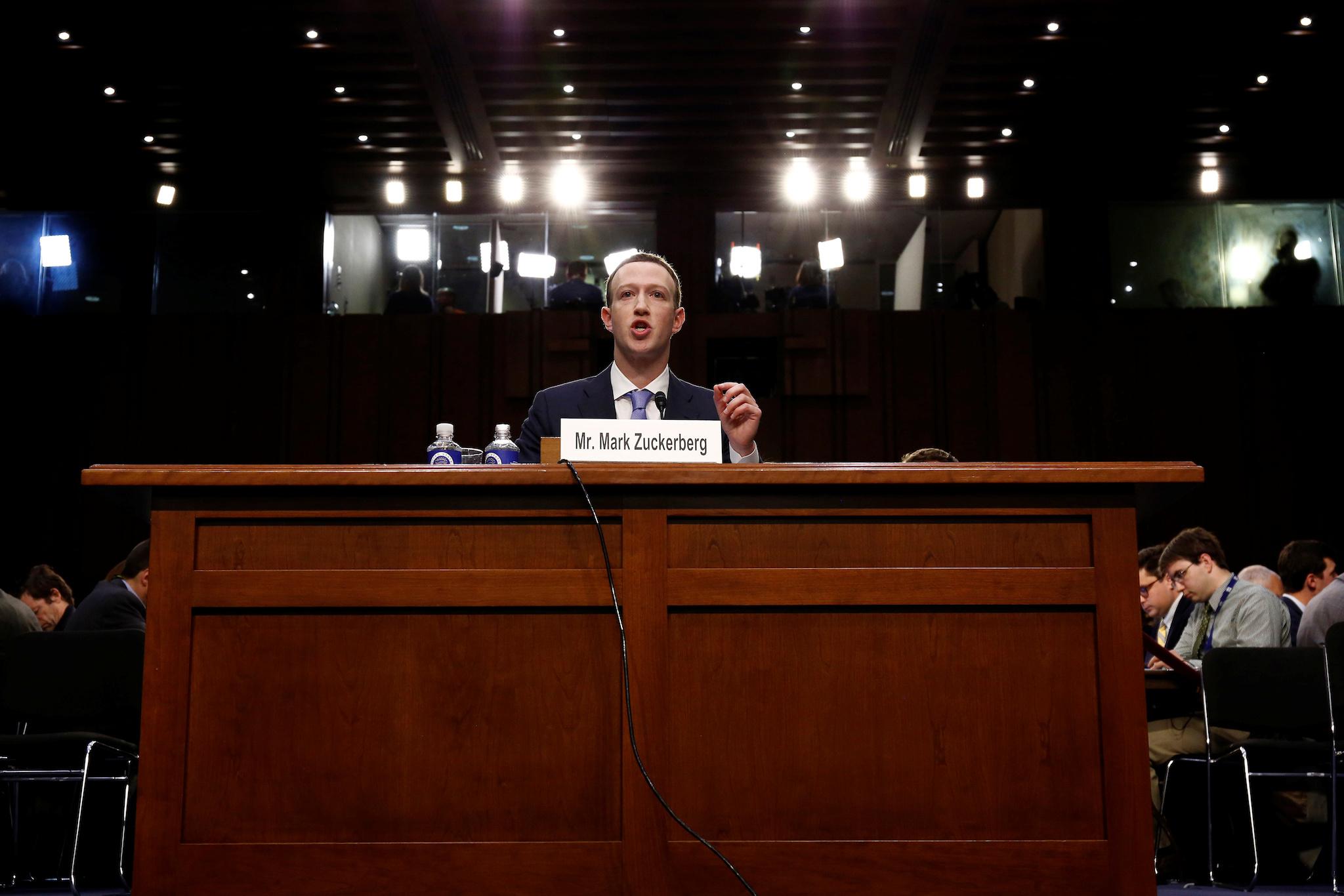 Facebook CEO Mark Zuckerberg testifies before a joint Senate Judiciary and Commerce Committees hearing