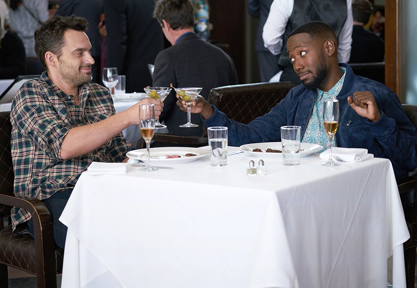 Jake Johnson as Nick and Lamorne Morris as Winston in ‘New Girl’