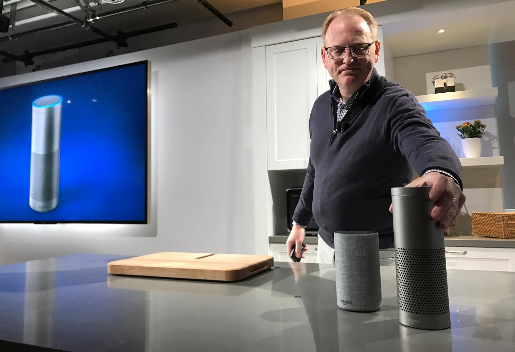 Amazon’s senior vice president David Limp with the voice-controlled Echo