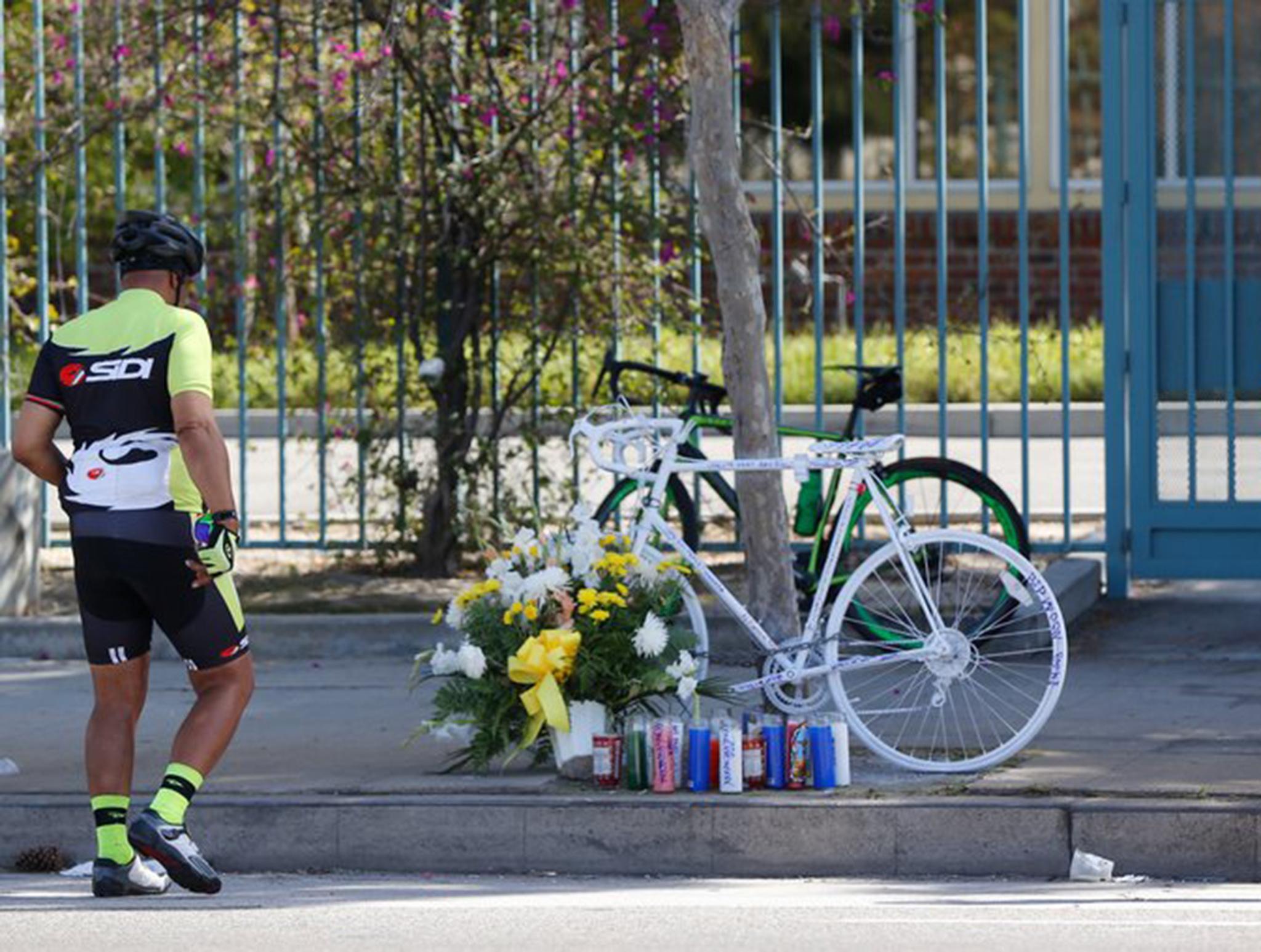 The memorial set up for Los Angeles hit-and-run victim Frederick Frazier